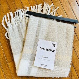 Soft Gray, Tan and Cream Plaid Throw Blanket NWT